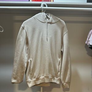 Men's Cream Hooded Sweatshirt - Minimal Pullover Hoodie